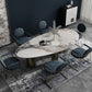 Glam Sintered Stone Standard Dining Table Oval Dining Table with 3 Legs Clearhalo ' dining_table' 'Dining Tables & Seating' 'Dining Tables' 'furn' 'furn_dining_table' 'Furniture' 'furniture_dining_table' 'Kitchen & Dining Furniture' 'kitchen&dining_furn' 'kitchen' 'kitchen_dining_table' 4332252
