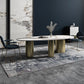 Glam Sintered Stone Standard Dining Table Oval Dining Table with 3 Legs Clearhalo ' dining_table' 'Dining Tables & Seating' 'Dining Tables' 'furn' 'furn_dining_table' 'Furniture' 'furniture_dining_table' 'Kitchen & Dining Furniture' 'kitchen&dining_furn' 'kitchen' 'kitchen_dining_table' 4332262