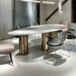 Glam Sintered Stone Standard Dining Table Oval Dining Table with 3 Legs Gray Without Chairs Clearhalo ' dining_table' 'Dining Tables & Seating' 'Dining Tables' 'furn' 'furn_dining_table' 'Furniture' 'furniture_dining_table' 'Kitchen & Dining Furniture' 'kitchen&dining_furn' 'kitchen' 'kitchen_dining_table' 4332263