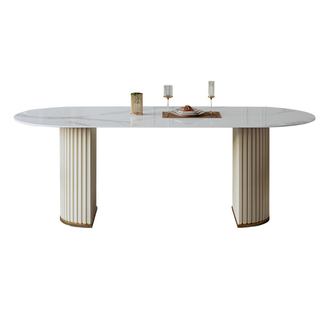 Glam Oval Standard Dining Table Sintered Stone White Dining Table for Kitchen Without Chairs Clearhalo ' dining_table' 'Dining Tables & Seating' 'Dining Tables' 'furn' 'furn_dining_table' 'Furniture' 'furniture_dining_table' 'Kitchen & Dining Furniture' 'kitchen&dining_furn' 'kitchen' 'kitchen_dining_table' 4332270