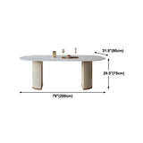 Glam Oval Standard Dining Table Sintered Stone White Dining Table for Kitchen Clearhalo ' dining_table' 'Dining Tables & Seating' 'Dining Tables' 'furn' 'furn_dining_table' 'Furniture' 'furniture_dining_table' 'Kitchen & Dining Furniture' 'kitchen&dining_furn' 'kitchen' 'kitchen_dining_table' 4332278