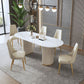 Glam Sintered Stone White Dining Table Oval Standard Dining Table for Kitchen Clearhalo ' dining_table' 'Dining Tables & Seating' 'Dining Tables' 'furn' 'furn_dining_table' 'Furniture' 'furniture_dining_table' 'Kitchen & Dining Furniture' 'kitchen&dining_furn' 'kitchen' 'kitchen_dining_table' 4332308
