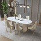 Glam Sintered Stone White Dining Table Oval Standard Dining Table for Kitchen Clearhalo ' dining_table' 'Dining Tables & Seating' 'Dining Tables' 'furn' 'furn_dining_table' 'Furniture' 'furniture_dining_table' 'Kitchen & Dining Furniture' 'kitchen&dining_furn' 'kitchen' 'kitchen_dining_table' 4332317