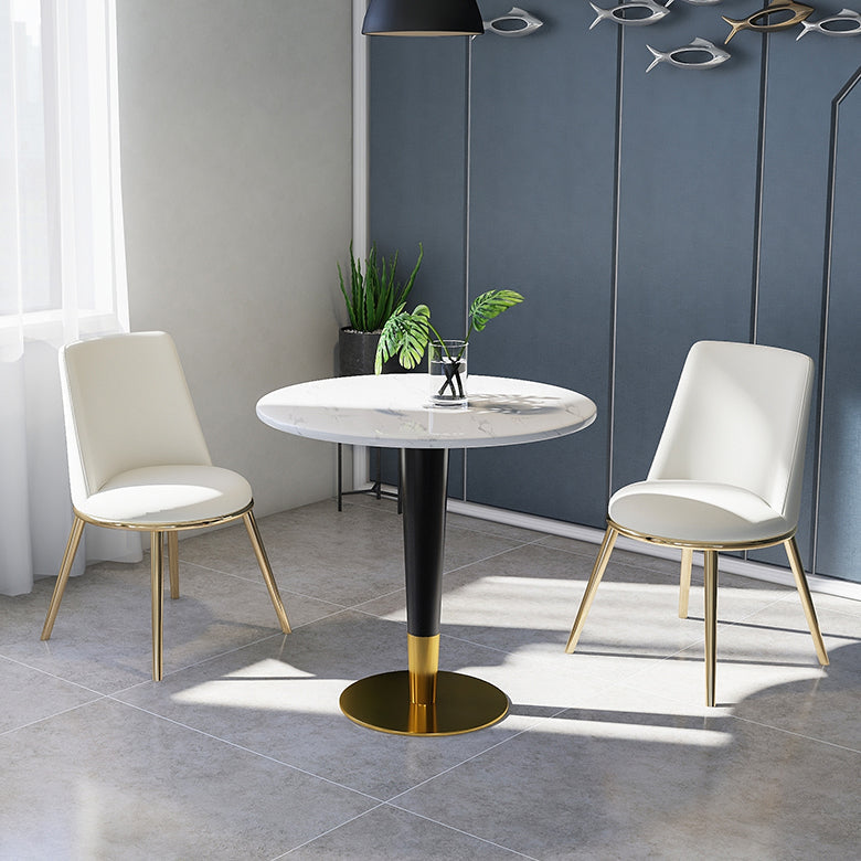 Round Marble Dinette Table Traditional Luxury Dinner Room Table for Indoor Clearhalo ' dining_table' 'Dining Tables & Seating' 'Dining Tables' 'furn' 'furn_dining_table' 'Furniture' 'furniture_dining_table' 'Kitchen & Dining Furniture' 'kitchen&dining_furn' 'kitchen' 'kitchen_dining_table' 4332321
