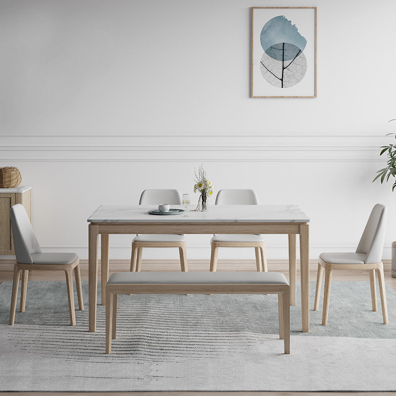 White Top Dining Table Modern Solid Wood Dining Table with 4 Wood Legs Clearhalo ' dining_table' 'Dining Tables & Seating' 'Dining Tables' 'furn' 'furn_dining_table' 'Furniture' 'furniture_dining_table' 'Kitchen & Dining Furniture' 'kitchen&dining_furn' 'kitchen' 'kitchen_dining_table' 4332367