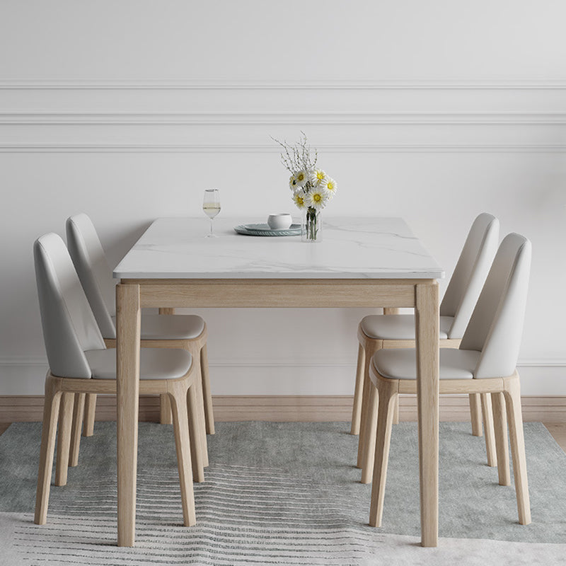 White Top Dining Table Modern Solid Wood Dining Table with 4 Wood Legs Clearhalo ' dining_table' 'Dining Tables & Seating' 'Dining Tables' 'furn' 'furn_dining_table' 'Furniture' 'furniture_dining_table' 'Kitchen & Dining Furniture' 'kitchen&dining_furn' 'kitchen' 'kitchen_dining_table' 4332368