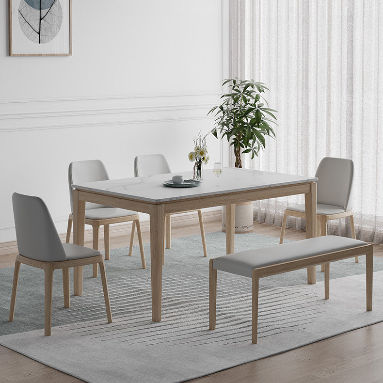 White Top Dining Table Modern Solid Wood Dining Table with 4 Wood Legs Clearhalo ' dining_table' 'Dining Tables & Seating' 'Dining Tables' 'furn' 'furn_dining_table' 'Furniture' 'furniture_dining_table' 'Kitchen & Dining Furniture' 'kitchen&dining_furn' 'kitchen' 'kitchen_dining_table' 4332369