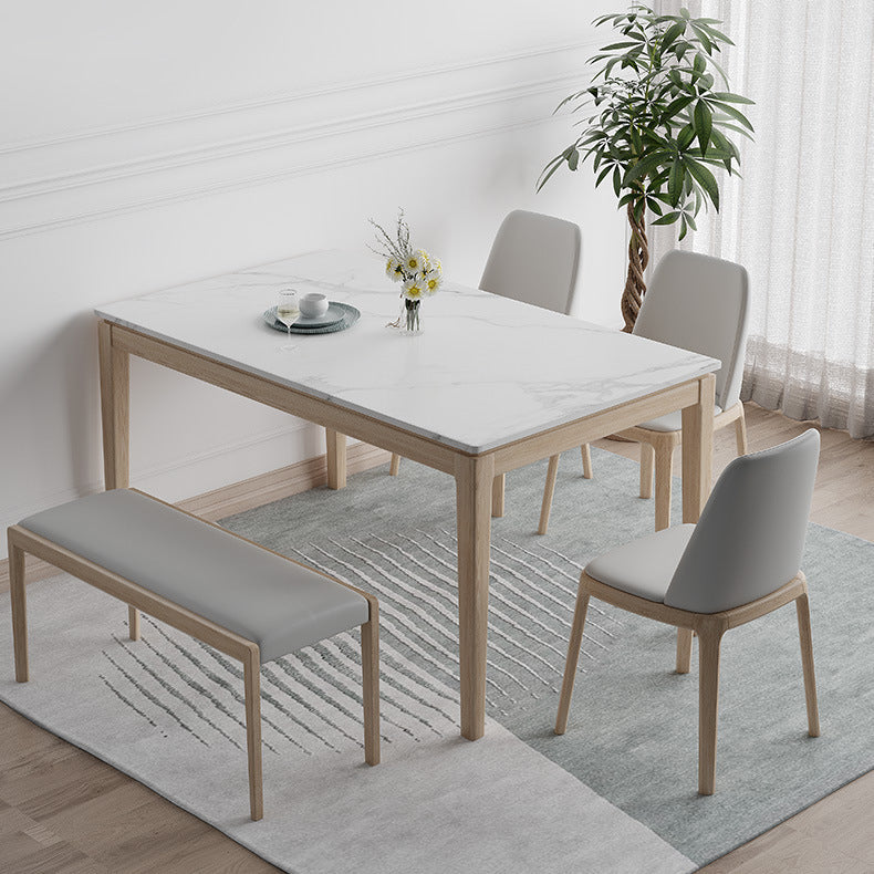 White Top Dining Table Modern Solid Wood Dining Table with 4 Wood Legs Clearhalo ' dining_table' 'Dining Tables & Seating' 'Dining Tables' 'furn' 'furn_dining_table' 'Furniture' 'furniture_dining_table' 'Kitchen & Dining Furniture' 'kitchen&dining_furn' 'kitchen' 'kitchen_dining_table' 4332376