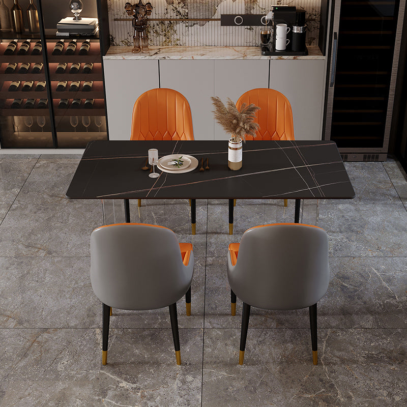 Modern 1/2/3/5 Pieces Dining Set Sintered Stone Dining Furniture Set /Separate Items 5 Pieces: Black Table, 4 Chairs Clearhalo 'Dining Room Sets' 'Dining Tables & Seating' 'dining_room_set' 'furn' 'furn_dining_room_set' 'Furniture' 'furniture_dining_room_set' 'Kitchen & Dining Furniture' 'kitchen&dining_furn' 'kitchen' 4332558