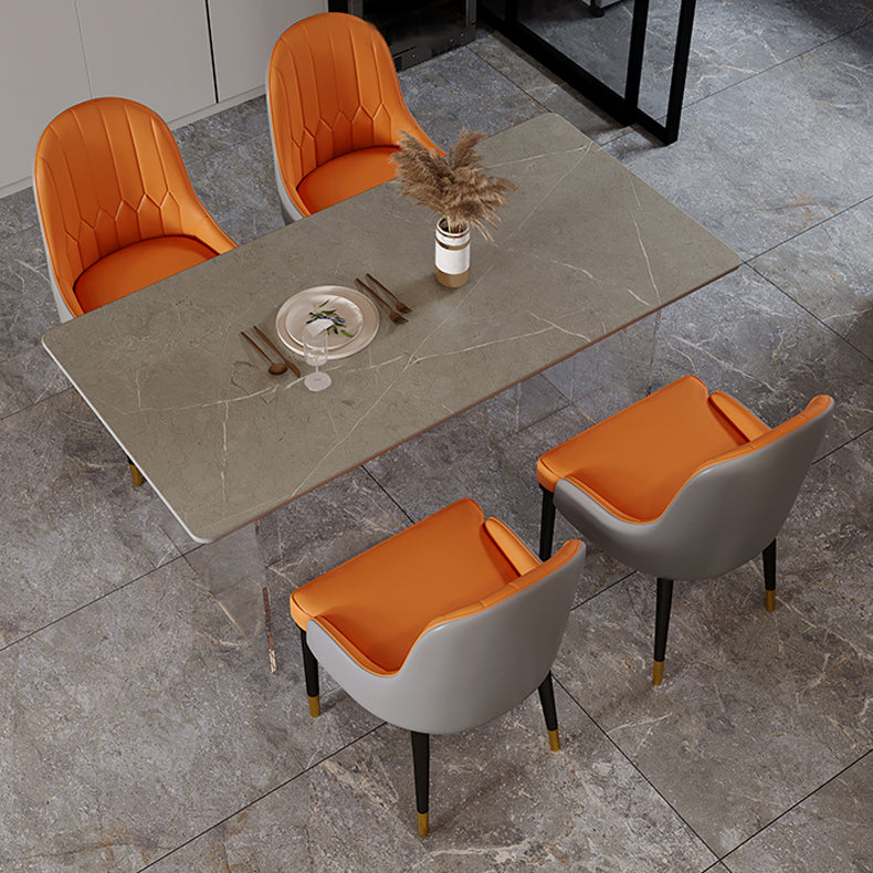 Modern 1/2/3/5 Pieces Dining Set Sintered Stone Dining Furniture Set /Separate Items 5 Pieces: Grey Table, 4 Chairs Clearhalo 'Dining Room Sets' 'Dining Tables & Seating' 'dining_room_set' 'furn' 'furn_dining_room_set' 'Furniture' 'furniture_dining_room_set' 'Kitchen & Dining Furniture' 'kitchen&dining_furn' 'kitchen' 4332569