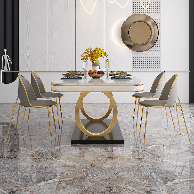 Modern 1/2/5/7 Pieces Dining Set Marble Dining Table with Leather Chairs Clearhalo 'Dining Room Sets' 'Dining Tables & Seating' 'dining_room_set' 'furn' 'furn_dining_room_set' 'Furniture' 'furniture_dining_room_set' 'Kitchen & Dining Furniture' 'kitchen&dining_furn' 'kitchen' 4332753