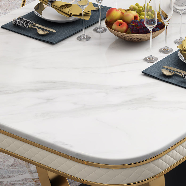Modern 1/2/5/7 Pieces Dining Set Marble Dining Table with Leather Chairs Clearhalo 'Dining Room Sets' 'Dining Tables & Seating' 'dining_room_set' 'furn' 'furn_dining_room_set' 'Furniture' 'furniture_dining_room_set' 'Kitchen & Dining Furniture' 'kitchen&dining_furn' 'kitchen' 4332756