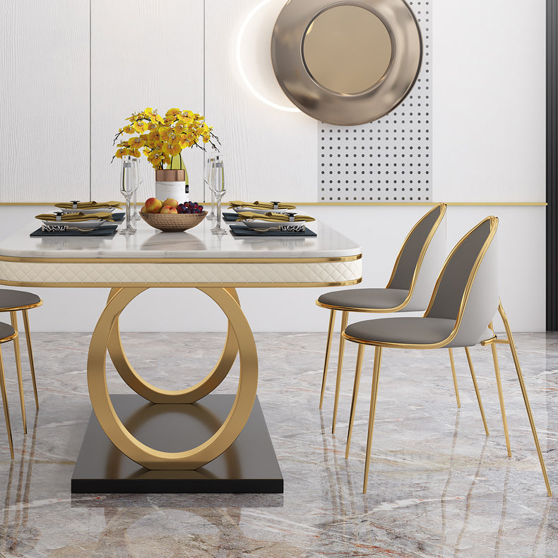 Modern 1/2/5/7 Pieces Dining Set Marble Dining Table with Leather Chairs Clearhalo 'Dining Room Sets' 'Dining Tables & Seating' 'dining_room_set' 'furn' 'furn_dining_room_set' 'Furniture' 'furniture_dining_room_set' 'Kitchen & Dining Furniture' 'kitchen&dining_furn' 'kitchen' 4332761