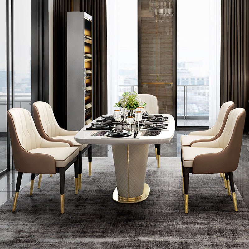 Modern 1/2/6/7 Pieces Dining Set Marble Dining Furniture Set /Separate Items 6 Pieces: Table, 5 Chairs Clearhalo 'Dining Room Sets' 'Dining Tables & Seating' 'dining_room_set' 'furn' 'furn_dining_room_set' 'Furniture' 'furniture_dining_room_set' 'Kitchen & Dining Furniture' 'kitchen&dining_furn' 'kitchen' 4332772