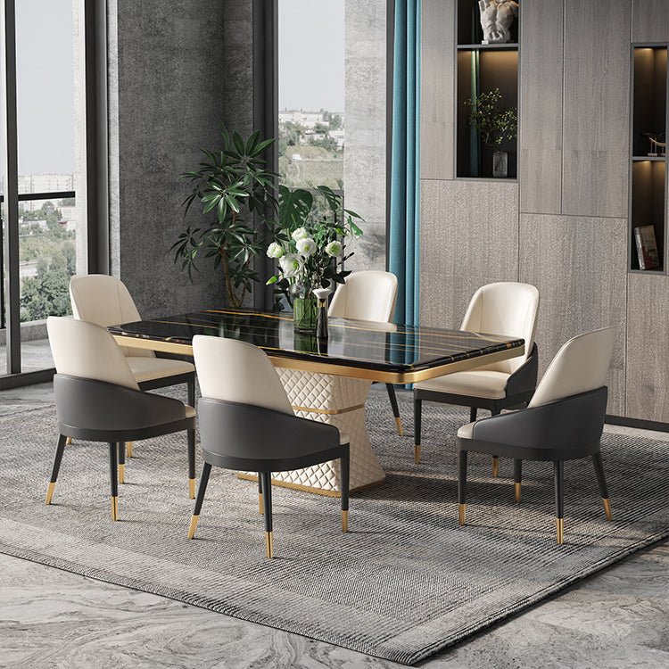 Rectangle 1/2/5/7 Pieces Dining Set Marble Dining Furniture Set /Separate Items 7 Pieces: Table, 6 Chairs Clearhalo 'Dining Room Sets' 'Dining Tables & Seating' 'dining_room_set' 'furn' 'furn_dining_room_set' 'Furniture' 'furniture_dining_room_set' 'Kitchen & Dining Furniture' 'kitchen&dining_furn' 'kitchen' 4332786
