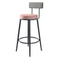 Modern Armless Backrest Counter Stool Iron Household Bar Stool with Cushion and Pedal Pink 1 Piece Clearhalo 'Bar Furniture' 'Bar Stools' 'bar_stools' 'furn' 'furn_bar_stools' 'furniture_bar_stools' 'Kitchen & Dining Furniture' 'kitchen&dining_furn' 'kitchen' 'kitchen_furn' Furniture' 4335220