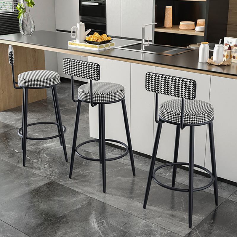 Modern Armless Backrest Counter Stool Iron Household Bar Stool with Cushion and Pedal Clearhalo 'Bar Furniture' 'Bar Stools' 'bar_stools' 'furn' 'furn_bar_stools' 'furniture_bar_stools' 'Kitchen & Dining Furniture' 'kitchen&dining_furn' 'kitchen' 'kitchen_furn' Furniture' 4335221