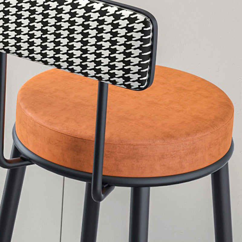 Modern Armless Backrest Counter Stool Iron Household Bar Stool with Cushion and Pedal Clearhalo 'Bar Furniture' 'Bar Stools' 'bar_stools' 'furn' 'furn_bar_stools' 'furniture_bar_stools' 'Kitchen & Dining Furniture' 'kitchen&dining_furn' 'kitchen' 'kitchen_furn' Furniture' 4335225