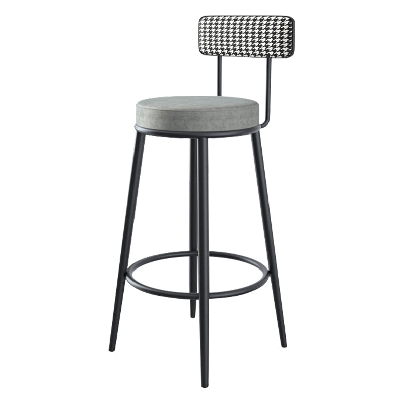 Modern Armless Backrest Counter Stool Iron Household Bar Stool with Cushion and Pedal Grey 1 Piece Clearhalo 'Bar Furniture' 'Bar Stools' 'bar_stools' 'furn' 'furn_bar_stools' 'furniture_bar_stools' 'Kitchen & Dining Furniture' 'kitchen&dining_furn' 'kitchen' 'kitchen_furn' Furniture' 4335226