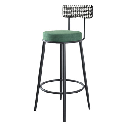 Modern Armless Backrest Counter Stool Iron Household Bar Stool with Cushion and Pedal Green 1 Piece Clearhalo 'Bar Furniture' 'Bar Stools' 'bar_stools' 'furn' 'furn_bar_stools' 'furniture_bar_stools' 'Kitchen & Dining Furniture' 'kitchen&dining_furn' 'kitchen' 'kitchen_furn' Furniture' 4335227