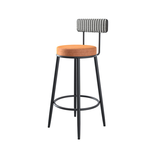Modern Armless Backrest Counter Stool Iron Household Bar Stool with Cushion and Pedal Clearhalo 'Bar Furniture' 'Bar Stools' 'bar_stools' 'furn' 'furn_bar_stools' 'furniture_bar_stools' 'Kitchen & Dining Furniture' 'kitchen&dining_furn' 'kitchen' 'kitchen_furn' Furniture' 4335228