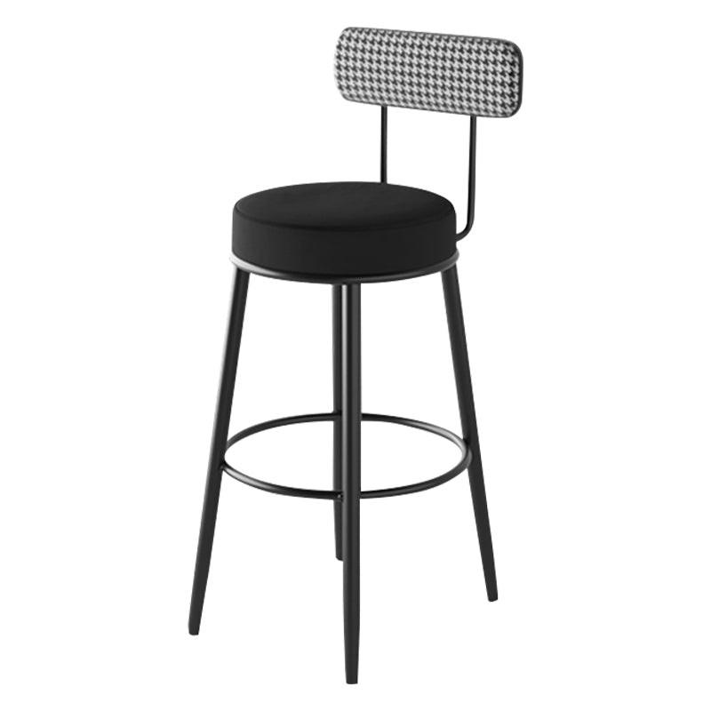 Modern Armless Backrest Counter Stool Iron Household Bar Stool with Cushion and Pedal Black 1 Piece Clearhalo 'Bar Furniture' 'Bar Stools' 'bar_stools' 'furn' 'furn_bar_stools' 'furniture_bar_stools' 'Kitchen & Dining Furniture' 'kitchen&dining_furn' 'kitchen' 'kitchen_furn' Furniture' 4335229