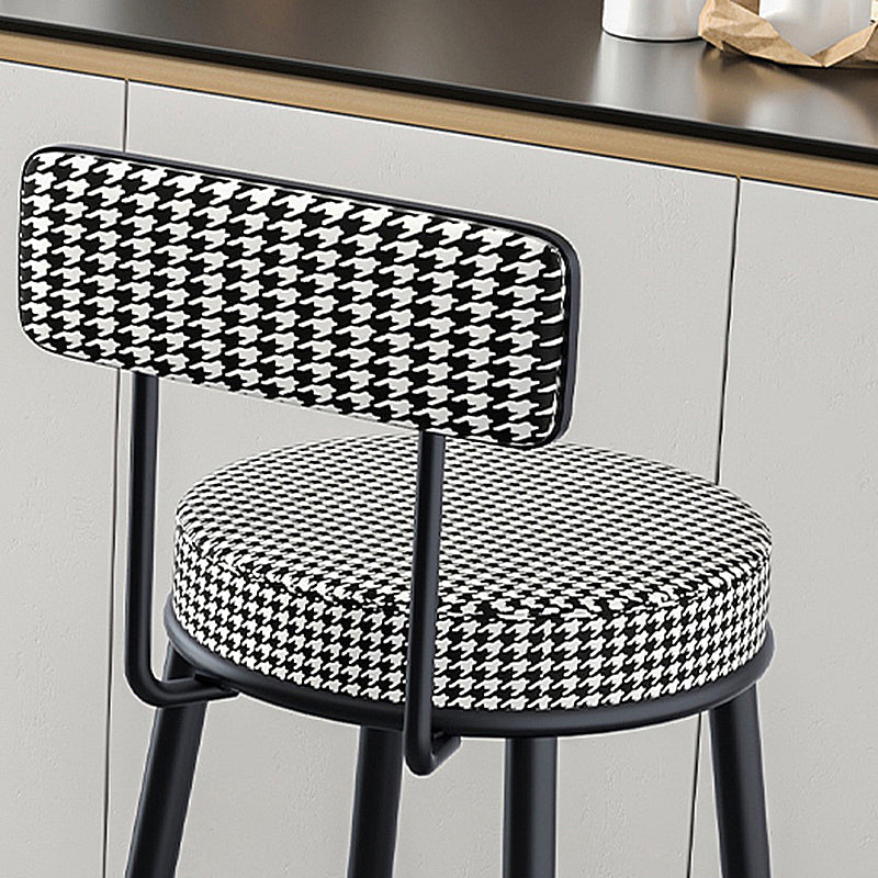 Modern Armless Backrest Counter Stool Iron Household Bar Stool with Cushion and Pedal Clearhalo 'Bar Furniture' 'Bar Stools' 'bar_stools' 'furn' 'furn_bar_stools' 'furniture_bar_stools' 'Kitchen & Dining Furniture' 'kitchen&dining_furn' 'kitchen' 'kitchen_furn' Furniture' 4335230