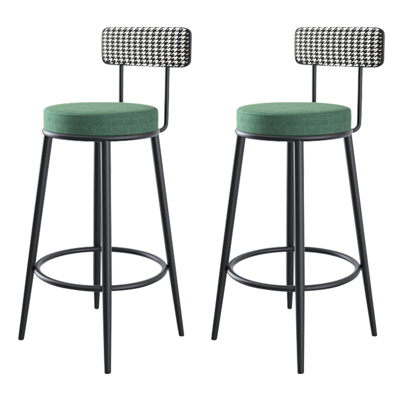 Modern Armless Backrest Counter Stool Iron Household Bar Stool with Cushion and Pedal 2 Piece Set Clearhalo 'Bar Furniture' 'Bar Stools' 'bar_stools' 'furn' 'furn_bar_stools' 'furniture_bar_stools' 'Kitchen & Dining Furniture' 'kitchen&dining_furn' 'kitchen' 'kitchen_furn' Furniture' 4335238