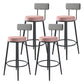 Modern Armless Backrest Counter Stool Iron Household Bar Stool with Cushion and Pedal Pink 4 Piece Set Clearhalo 'Bar Furniture' 'Bar Stools' 'bar_stools' 'furn' 'furn_bar_stools' 'furniture_bar_stools' 'Kitchen & Dining Furniture' 'kitchen&dining_furn' 'kitchen' 'kitchen_furn' Furniture' 4335240
