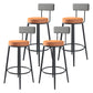 Modern Armless Backrest Counter Stool Iron Household Bar Stool with Cushion and Pedal Orange 4 Piece Set Clearhalo 'Bar Furniture' 'Bar Stools' 'bar_stools' 'furn' 'furn_bar_stools' 'furniture_bar_stools' 'Kitchen & Dining Furniture' 'kitchen&dining_furn' 'kitchen' 'kitchen_furn' Furniture' 4335241