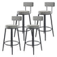 Modern Armless Backrest Counter Stool Iron Household Bar Stool with Cushion and Pedal Black White 4 Piece Set Clearhalo 'Bar Furniture' 'Bar Stools' 'bar_stools' 'furn' 'furn_bar_stools' 'furniture_bar_stools' 'Kitchen & Dining Furniture' 'kitchen&dining_furn' 'kitchen' 'kitchen_furn' Furniture' 4335242