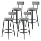 Modern Armless Backrest Counter Stool Iron Household Bar Stool with Cushion and Pedal Grey 4 Piece Set Clearhalo 'Bar Furniture' 'Bar Stools' 'bar_stools' 'furn' 'furn_bar_stools' 'furniture_bar_stools' 'Kitchen & Dining Furniture' 'kitchen&dining_furn' 'kitchen' 'kitchen_furn' Furniture' 4335243