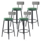 Modern Armless Backrest Counter Stool Iron Household Bar Stool with Cushion and Pedal Green 4 Piece Set Clearhalo 'Bar Furniture' 'Bar Stools' 'bar_stools' 'furn' 'furn_bar_stools' 'furniture_bar_stools' 'Kitchen & Dining Furniture' 'kitchen&dining_furn' 'kitchen' 'kitchen_furn' Furniture' 4335244