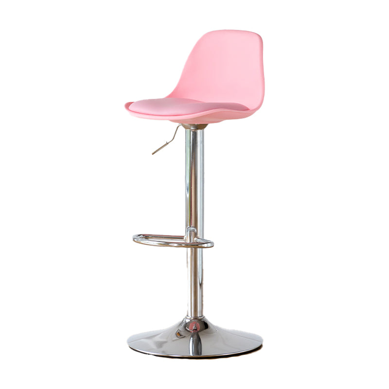 Scandinavian Adjustable Height Counter Stools Metal Leather Swivel Low Back Bar Stools Pink 1 Piece Clearhalo 'Bar Furniture' 'Bar Stools' 'bar_stools' 'furn' 'furn_bar_stools' 'furniture_bar_stools' 'Kitchen & Dining Furniture' 'kitchen&dining_furn' 'kitchen' 'kitchen_furn' Furniture' 4335250