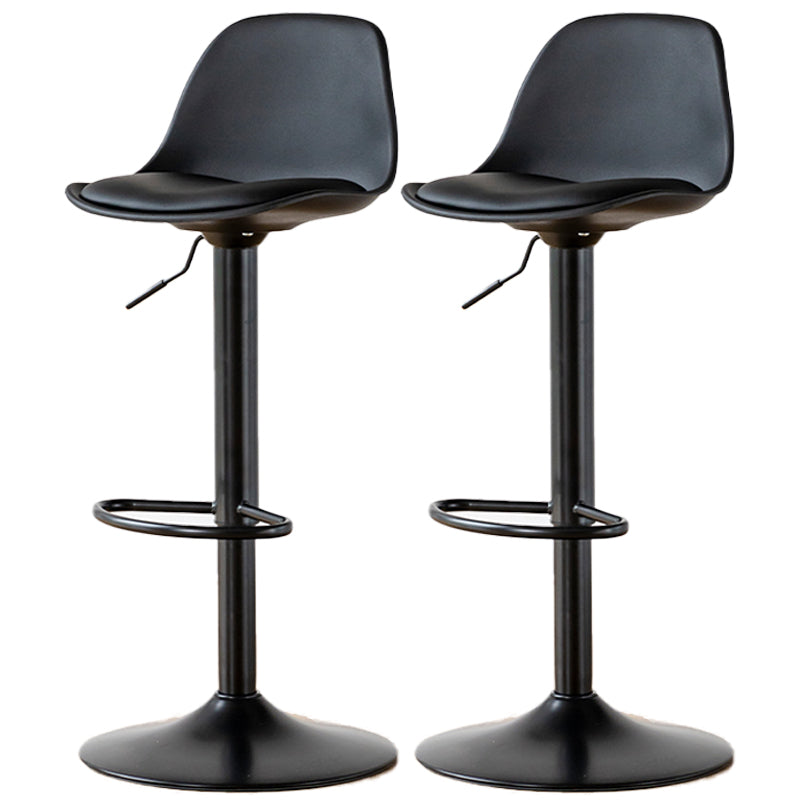 Scandinavian Adjustable Height Counter Stools Metal Leather Swivel Low Back Bar Stools Black 2 Piece Set Clearhalo 'Bar Furniture' 'Bar Stools' 'bar_stools' 'furn' 'furn_bar_stools' 'furniture_bar_stools' 'Kitchen & Dining Furniture' 'kitchen&dining_furn' 'kitchen' 'kitchen_furn' Furniture' 4335279