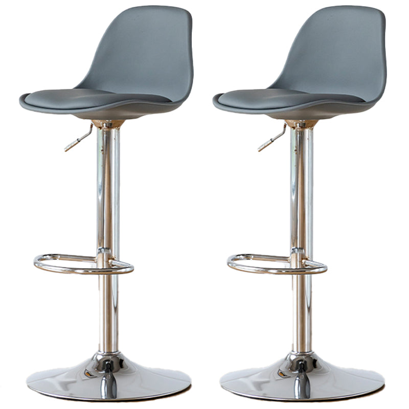 Scandinavian Adjustable Height Counter Stools Metal Leather Swivel Low Back Bar Stools Grey 2 Piece Set Clearhalo 'Bar Furniture' 'Bar Stools' 'bar_stools' 'furn' 'furn_bar_stools' 'furniture_bar_stools' 'Kitchen & Dining Furniture' 'kitchen&dining_furn' 'kitchen' 'kitchen_furn' Furniture' 4335280