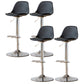 Scandinavian Adjustable Height Counter Stools Metal Leather Swivel Low Back Bar Stools Black-Silver 4 Piece Set Clearhalo 'Bar Furniture' 'Bar Stools' 'bar_stools' 'furn' 'furn_bar_stools' 'furniture_bar_stools' 'Kitchen & Dining Furniture' 'kitchen&dining_furn' 'kitchen' 'kitchen_furn' Furniture' 4335286