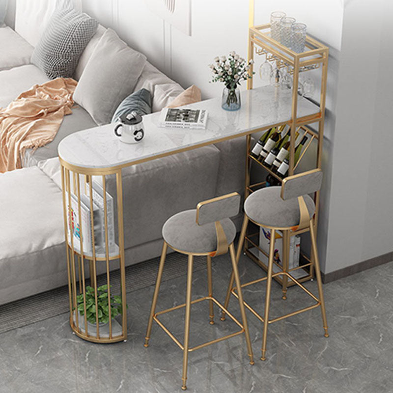 Glam Style Bar Table Marble Pub Table with Wine Cabinet for Dining Room 70.9"L x 15.7"W x 41.3"H Without Chairs Clearhalo 'Bar Furniture' 'Bar Tables' 'bar_tables' 'furn' 'furn_bar_tables' 'Furniture' 'furniture_bar_tables' 'Kitchen & Dining Furniture' 'kitchen&dining_furn' 'kitchen' 4335315