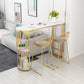 Restaurant Glam Style Marble Bar Table 42-inch Height Gold Base Bar Table 70.9"L x 15.7"W x 41.3"H Without Chairs Clearhalo 'Bar Furniture' 'Bar Tables' 'bar_tables' 'furn' 'furn_bar_tables' 'Furniture' 'furniture_bar_tables' 'Kitchen & Dining Furniture' 'kitchen&dining_furn' 'kitchen' 4335330