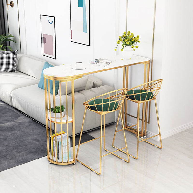 Restaurant Glam Style Marble Bar Table 42-inch Height Gold Base Bar Table Clearhalo 'Bar Furniture' 'Bar Tables' 'bar_tables' 'furn' 'furn_bar_tables' 'Furniture' 'furniture_bar_tables' 'Kitchen & Dining Furniture' 'kitchen&dining_furn' 'kitchen' 4335339