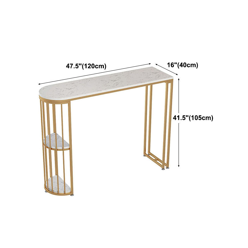 Restaurant Glam Style Marble Bar Table 42-inch Height Gold Base Bar Table Clearhalo 'Bar Furniture' 'Bar Tables' 'bar_tables' 'furn' 'furn_bar_tables' 'Furniture' 'furniture_bar_tables' 'Kitchen & Dining Furniture' 'kitchen&dining_furn' 'kitchen' 4335342