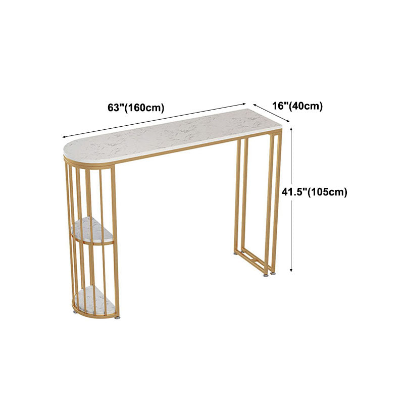 Restaurant Glam Style Marble Bar Table 42-inch Height Gold Base Bar Table Clearhalo 'Bar Furniture' 'Bar Tables' 'bar_tables' 'furn' 'furn_bar_tables' 'Furniture' 'furniture_bar_tables' 'Kitchen & Dining Furniture' 'kitchen&dining_furn' 'kitchen' 4335344