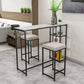 Glam Rectangle Indoor Bar Dining Table Iron Trestle Pedestal Bistro Table with Shelve 63"L x 15.7"W x 41.3"H Black Clearhalo 'Bar Furniture' 'Bar Tables' 'bar_tables' 'furn' 'furn_bar_tables' 'Furniture' 'furniture_bar_tables' 'Kitchen & Dining Furniture' 'kitchen&dining_furn' 'kitchen' 4335369