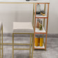 Glam Rectangle Indoor Bar Dining Table Iron Trestle Pedestal Bistro Table with Shelve Clearhalo 'Bar Furniture' 'Bar Tables' 'bar_tables' 'furn' 'furn_bar_tables' 'Furniture' 'furniture_bar_tables' 'Kitchen & Dining Furniture' 'kitchen&dining_furn' 'kitchen' 4335377