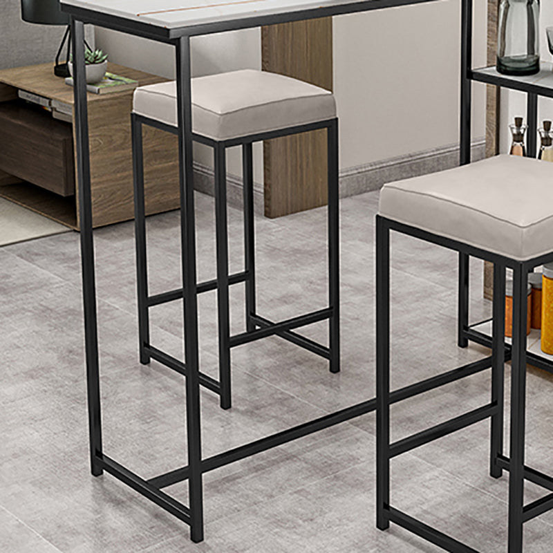 Glam Rectangle Indoor Bar Dining Table Iron Trestle Pedestal Bistro Table with Shelve Clearhalo 'Bar Furniture' 'Bar Tables' 'bar_tables' 'furn' 'furn_bar_tables' 'Furniture' 'furniture_bar_tables' 'Kitchen & Dining Furniture' 'kitchen&dining_furn' 'kitchen' 4335378
