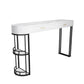 Stone Indoor Glam Bar Dining Table Iron Double Pedestal Bistro Table with Drawer 39.4"L x 15.7"W x 41.3"H Black 2 Clearhalo 'Bar Furniture' 'Bar Tables' 'bar_tables' 'furn' 'furn_bar_tables' 'Furniture' 'furniture_bar_tables' 'Kitchen & Dining Furniture' 'kitchen&dining_furn' 'kitchen' 4335391