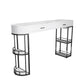 Stone Indoor Glam Bar Dining Table Iron Double Pedestal Bistro Table with Drawer 47.2"L x 15.7"W x 41.3"H Black 4 Clearhalo 'Bar Furniture' 'Bar Tables' 'bar_tables' 'furn' 'furn_bar_tables' 'Furniture' 'furniture_bar_tables' 'Kitchen & Dining Furniture' 'kitchen&dining_furn' 'kitchen' 4335393