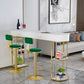 Stone Indoor Glam Bar Dining Table Iron Double Pedestal Bistro Table with Drawer 47.2"L x 15.7"W x 41.3"H Gold 4 Clearhalo 'Bar Furniture' 'Bar Tables' 'bar_tables' 'furn' 'furn_bar_tables' 'Furniture' 'furniture_bar_tables' 'Kitchen & Dining Furniture' 'kitchen&dining_furn' 'kitchen' 4335395