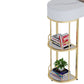 Stone Indoor Glam Bar Dining Table Iron Double Pedestal Bistro Table with Drawer Clearhalo 'Bar Furniture' 'Bar Tables' 'bar_tables' 'furn' 'furn_bar_tables' 'Furniture' 'furniture_bar_tables' 'Kitchen & Dining Furniture' 'kitchen&dining_furn' 'kitchen' 4335398