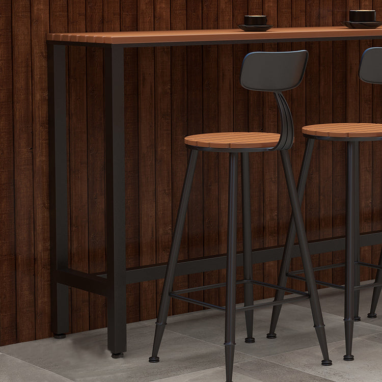 Outdoor Wood Rectangle Bar Height Table Modern Brown Trestle Bistro Bar Table Clearhalo 'Bar Furniture' 'Bar Tables' 'bar_tables' 'furn' 'furn_bar_tables' 'Furniture' 'furniture_bar_tables' 'Kitchen & Dining Furniture' 'kitchen&dining_furn' 'kitchen' 4335414